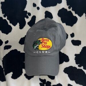 Bass Pro Shops Gray Cap with Yellow Logo and Green Fish